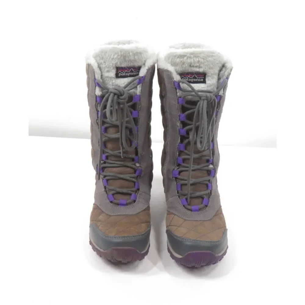 Patagonia Wintertide High Waterproof Brown Boots Faux Fur Laces Women Size 5.5